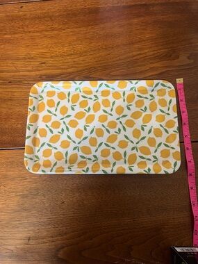 Lemon Pattern Melamine Rectangular Serving Tray - Yellow